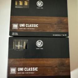 Vends lot de 2 boîtes de balles calibre 9,3x74R RWS UNI CLASSIC