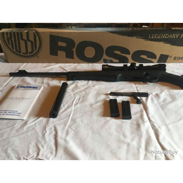 Carabine  verrou 22LR Rossi + 2 chargeurs + silencieux + lunette 4 x 32