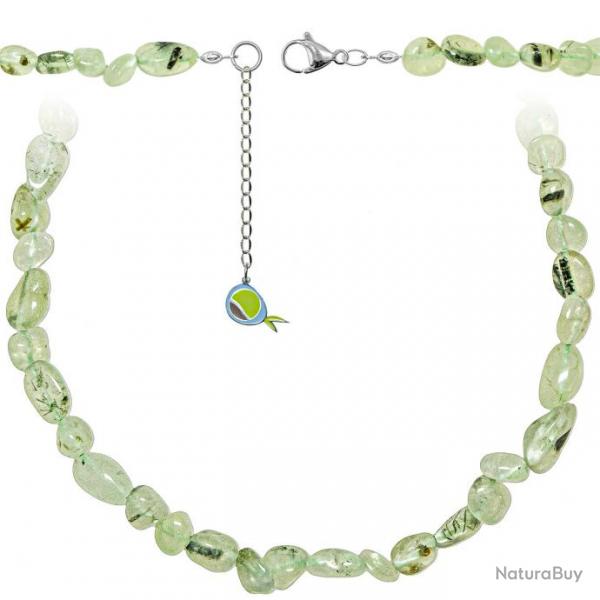 Collier en prhnite pidote - Perles roules 8  12 mm - 70 cm
