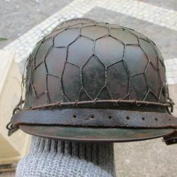 casque allemand modele 1942 camoufle grillage reproduction