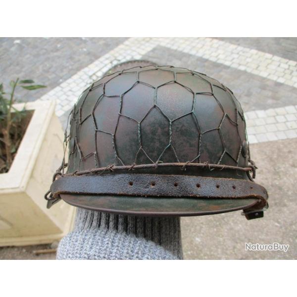 casque allemand modele 1942 camoufle grillage reproduction