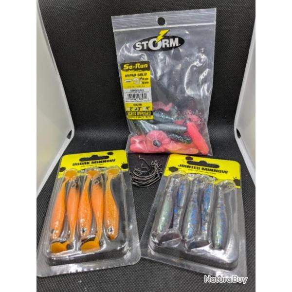 STORM , LOT , JOINTED MINNOW , SUDAK MINNOW , SO- RUN HYPNO GRUB + 10 HAMEONS TEXAN VMC #1 OFFERT.