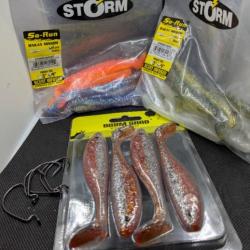 LOT / STORM , BOOM SHAD , MAKAN MINNOW + 5 hameçons texan VMC 2/0 offert .