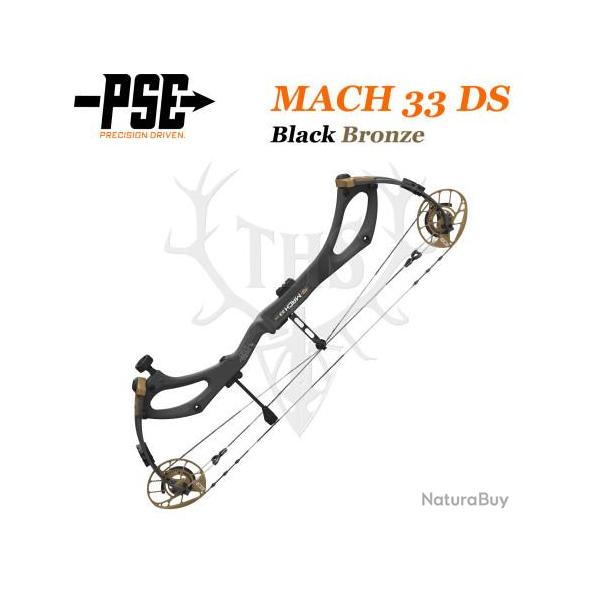 PSE MACH 33 DS - Arc de Chasse 2025 en Carbone Rapide et Ultra-Lger 50-60# Gaucher Black/Bronze