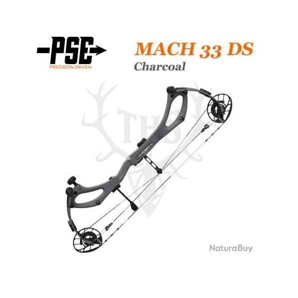 PSE MACH 33 DS - Arc de Chasse 2025 en Carbone Rapide et Ultra-Lger 50-60# Gaucher Charcoal