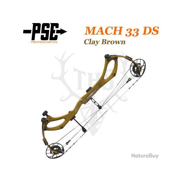 PSE MACH 33 DS - Arc de Chasse 2025 en Carbone Rapide et Ultra-Lger 50-60# Gaucher Clay Brown