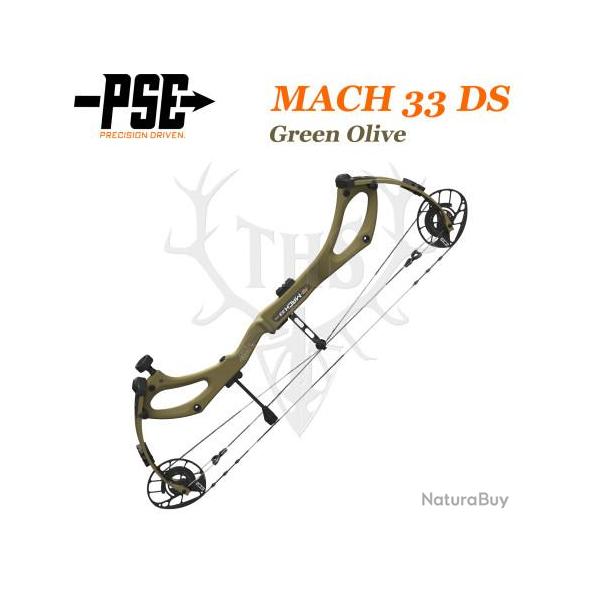 PSE MACH 33 DS - Arc de Chasse 2025 en Carbone Rapide et Ultra-Lger 50-60# Gaucher Green Olive