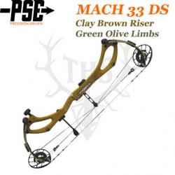 PSE MACH 33 DS - Arc de Chasse 2025 en Carbone Rapide et Ultra-Léger 50-60# Gaucher Clay Brown Riser