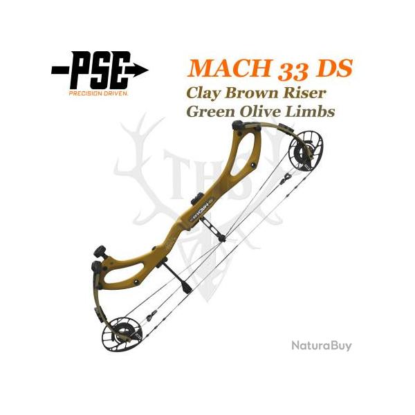 PSE MACH 33 DS - Arc de Chasse 2025 en Carbone Rapide et Ultra-Lger 50-60# Gaucher Clay Brown Riser