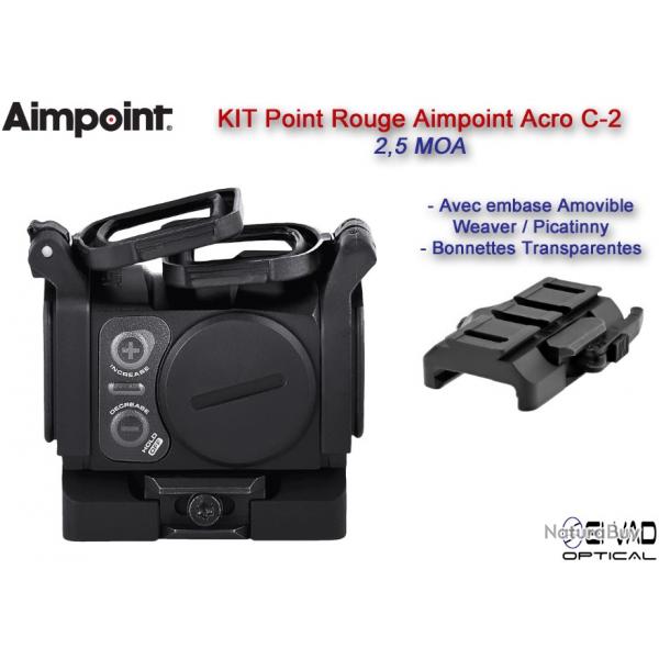 KIT Point Rouge AIMPOINT ACRO C-2 - 2,5 MOA - Montage amovible et Bonnettes