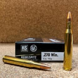 2 BOITES DE MUNITIONS CHASSE RWS CAL:270 WIN  KS  9.7GR