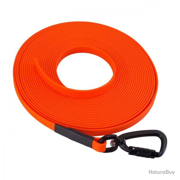 Longe BIOTHANE Twist-Lock 13 mm orange fluo 10 m SANS poignée