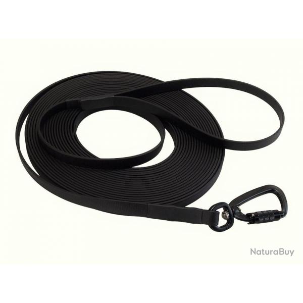 Longe BIOTHANE Twist-Lock 13 mm Noir 3 m AVEC poigne