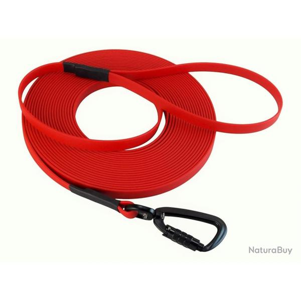 Longe BIOTHANE Twist-Lock 13 mm Rouge 3 m AVEC poigne