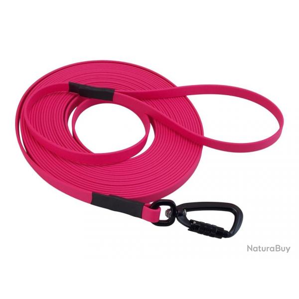 Longe BIOTHANE Twist-Lock 13 mm 3 m AVEC poigne rose passion