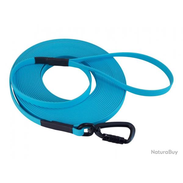 Longe BIOTHANE Twist-Lock 13 mm bleu ciel 15 m AVEC poignée