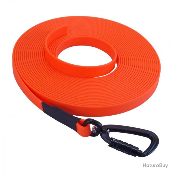Longe BIOTHANE Twist-Lock 16 mm orange fluo 3 m SANS poigne
