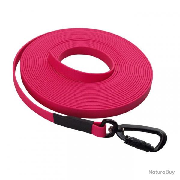 Longe BIOTHANE Twist-Lock 16 mm 3 m SANS poigne rose passion