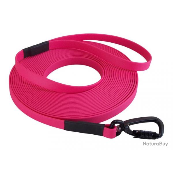 Longe BIOTHANE Twist-Lock 16 mm 3 m AVEC poigne rose passion