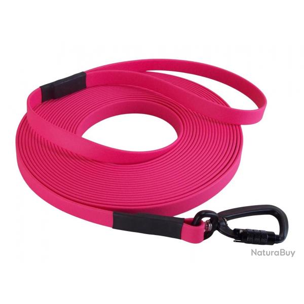 Longe BIOTHANE Twist-Lock 16 mm 5 m AVEC poigne rose passion