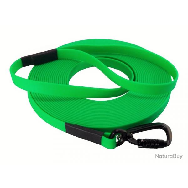 Longe BIOTHANE Twist-Lock 16 mm Vert fluo 10 m AVEC poigne