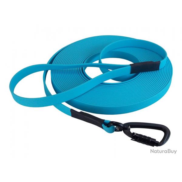 Longe BIOTHANE Twist-Lock 16 mm 10 m AVEC poigne bleu ciel