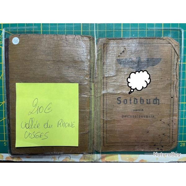 Soldbuch allemand WWII WW2 complet Valle du Rhone et Vosges N135