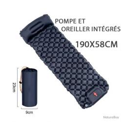 MATELAS CAMPING GONFLABLE AVEC OREILLER ET POMPE INTÉGRÉS MARINE - LIVRAISON GRATUITE