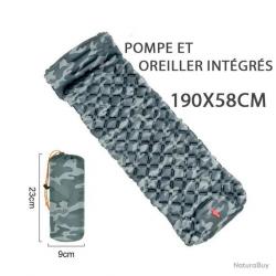 MATELAS CAMPING GONFLABLE AVEC OREILLER ET POMPE INTÉGRÉS CAMO - LIVRAISON GRATUITE