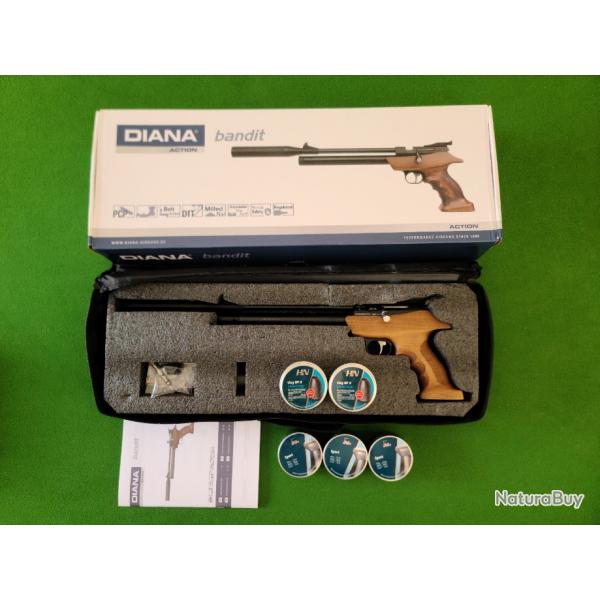 PISTOLET PCP 16 JOULES DIANA BANDIT 5.5MM + 5 BOITES DE PLOMBS H&N 5.5MM- NEUF