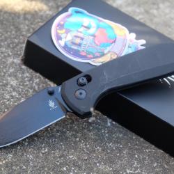 Couteau Kizer Sub-3 OBK Clutch Lock Black Lame Acier 154CM Drop Point Manche Alu IKBS Clip 3650C1