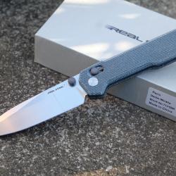 Couteau Real Steel Perix Denim Manche Micarta Lame Acier Nitro-V Crossbar Lock Clip 7121DM