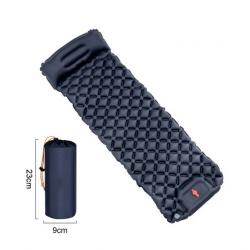 MATELAS CAMPING GONFLABLE AVEC OREILLER ET POMPE INTÉGRÉS BLEU MARINE - LIVRAISON GRATUITE