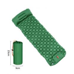 MATELAS DE CAMPING GONFLABLE AVEC OREILLER ET POMPE INTÉGRÉS VERT - LIVRAISON GRATUITE