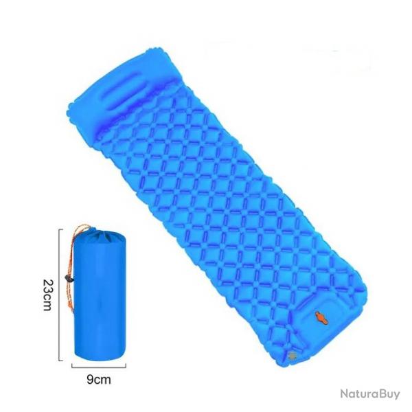MATELAS DE CAMPING GONFLABLE AVEC OREILLER ET POMPE INTGRS BLEU - LIVRAISON GRATUITE