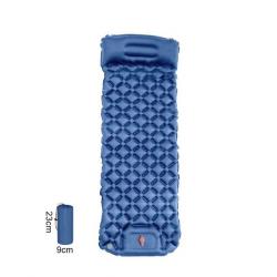 MATELAS DE CAMPING GONFLABLE AVEC OREILLER ET POMPE INTÉGRÉS BLEU FONCÉ - LIVRAISON GRATUITE