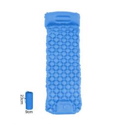 MATELAS GONFLABLE CAMPING AVEC OREILLER + POMPE INTÉGRÉS BLEU - LIVRAISON GRATUITE