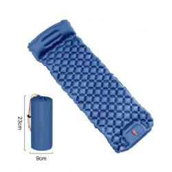 MATELAS GONFLABLE CAMPING AVEC OREILLER + POMPE INTÉGRÉS BLEU FONCÉ - LIVRAISON GRATUITE