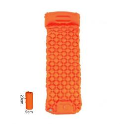 MATELAS GONFLABLE CAMPING AVEC OREILLER + POMPE INTÉGRÉS ORANGE - LIVRAISON GRATUITE
