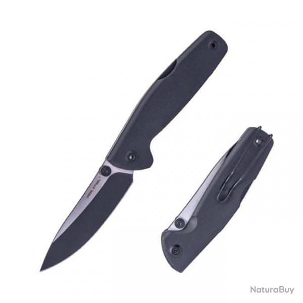 Couteau Real Steel RSK Yak Black Lame Nessmuk Acier 14C28N Manche G10 Lockback Clip RS7871BB