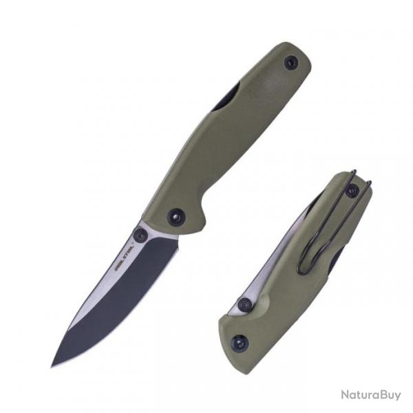 Couteau Real Steel RSK Yak OD Green Lame Nessmuk Acier 14C28N Manche G10 Lockback Clip RS7871BG