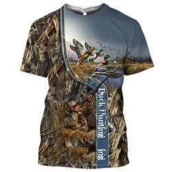 Tee-shirt motif chien de  chasse au canard  taille xxs xs s m l xl xxl 3xl 4xl 5xl 6xl. Au choix