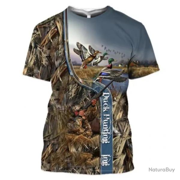 Tee-shirt motif chien de  chasse au canard  taille xxs xs s m l xl xxl 3xl 4xl 5xl 6xl. Au choix