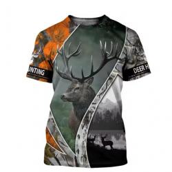 Tee-shirt motif chien de  chasse cerf ou canard taille xxs xs s m l xl xxl 3xl 4xl 5xl 6xl.