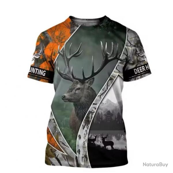 Tee-shirt motif chien de  chasse cerf ou canard taille xxs xs s m l xl xxl 3xl 4xl 5xl 6xl.