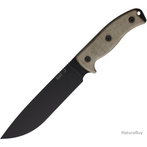 Couteau Ontario RAT-7 Lame Acier 1095 Carbone Manche Micarta Etui Nylon Made USA ON8604