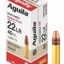 MUNITIONS AGUILA INTERCEPTOR 22 LONG RIFLE 40GR* BOITE DE 50