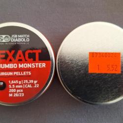 Plombs JSB EXACT JUMBO MONSTER Redesigned Shallow 5.5mm 25.39gr par 200