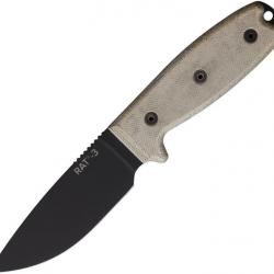 Couteau Ontario RAT-3 Lame Drop Point Acier 1075 Carbon Manche Micarta Etui Nylon USA ON8630