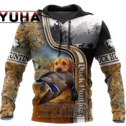 Sweat Floquer 3D  - chasse canard  motif aux choix sur demande Livraison Gratuite. A1